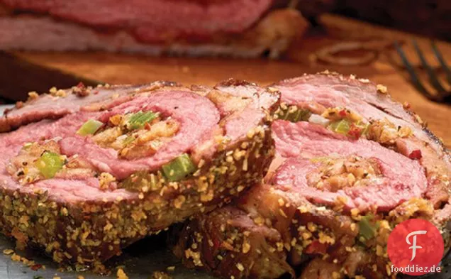 Herzhaftes toskanisches Kräuterparmesan-gefülltes Flankensteak