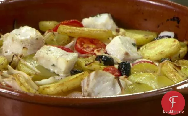 Tontopf Fisch und Kartoffeln