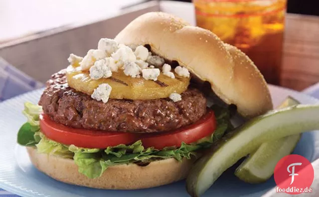 Blue Cheese Burger mit Gegrillter Ananas