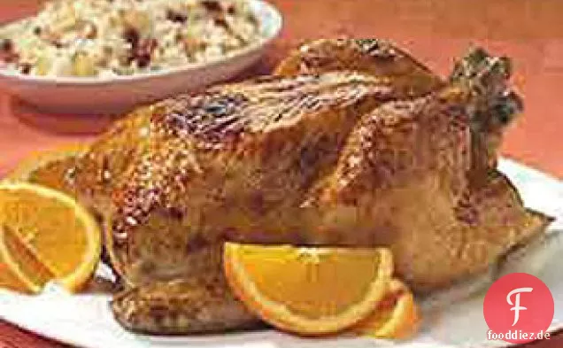Honig-gebratenes Huhn mit Orangenduftreis