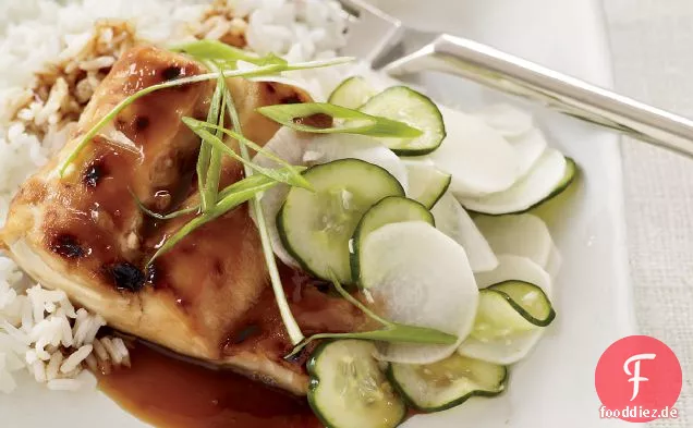 Fisch Teriyaki, mit Süß-Sauren Gurken