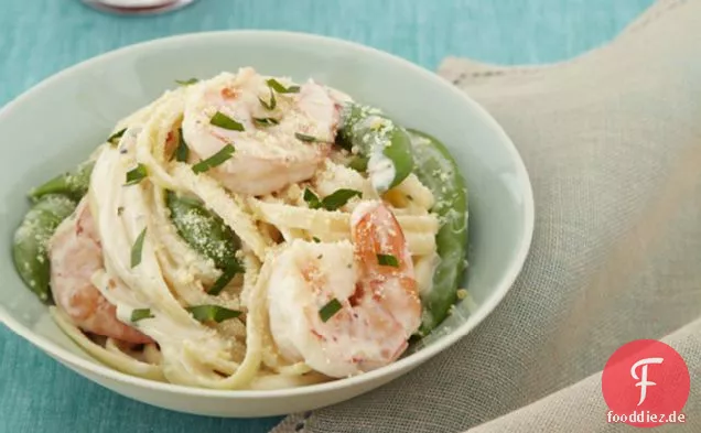 Cremige Schnittlauch & Zwiebel Garnelen-Linguine