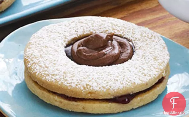 Linzer Kekse mit Schokoladenüberzug