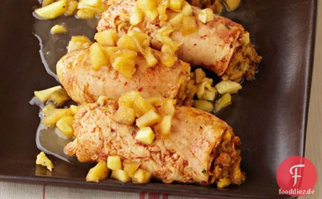 Apfelwein-glasiertes gefülltes Huhn