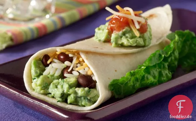 Burritos aus Reis und schwarzen Bohnen