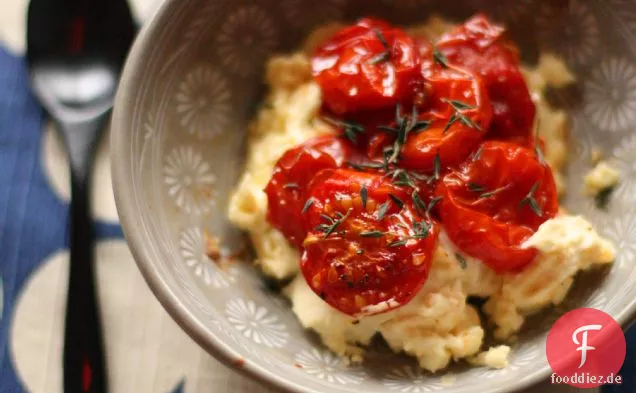 Ofen gebratene Tomaten und Ziegenkäseaufstrich