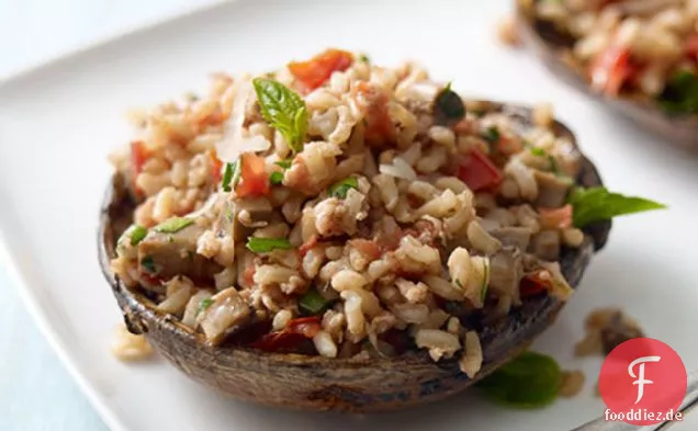 Gegrillte Gefüllte Portobello-Pilze für Zwei