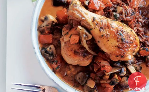 Huhn mit Pilzen und Tomaten