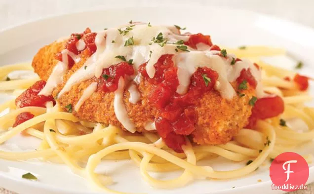 Einfacher Hühnerparmesan mit Spaghetti
