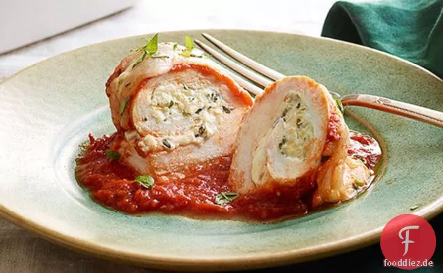 Tomaten-Basilikum Huhn Roll-Ups