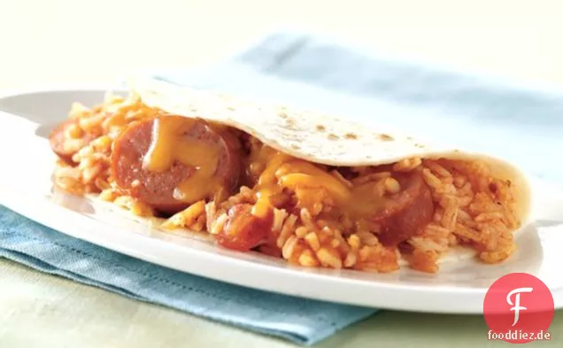 Südwestliche Wurst-Reis-Wraps