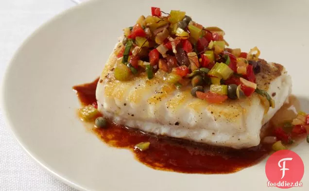 Sautierter Kabeljau mit reichhaltiger Ketchupsauce