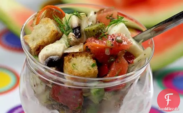 Wassermelone Panzanella Rezept (Sommersalat)