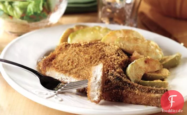Schweinekotelett und Apfelauflauf