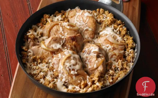 Französische Zwiebel-Schweinekotelett-Pfanne