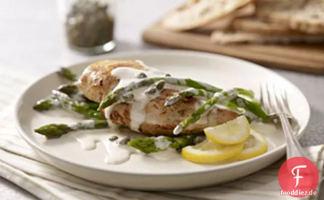 Einfach Zitronen-Huhn-Piccata mit Spargel