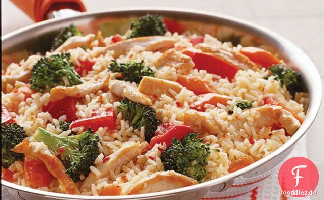 Hühnchen und Reis nach italienischer Art mit Gemüse