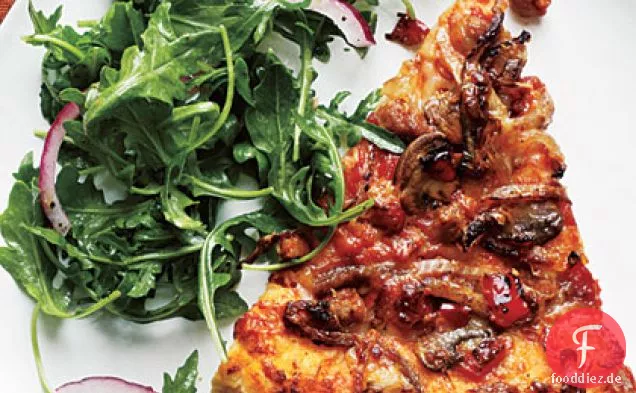 Würzige Wurst-Pilz-Pizza