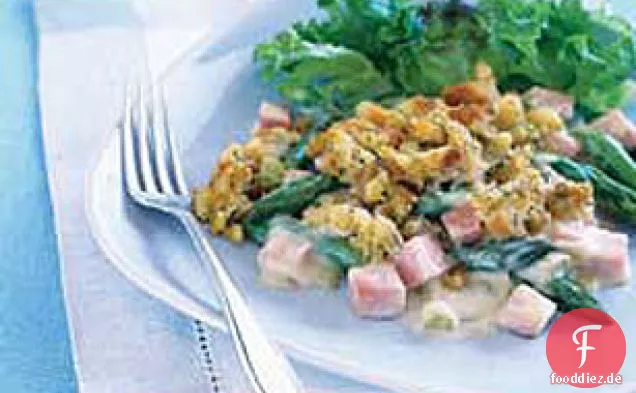 Schweizer Käse, Schinken und Spargel Backen