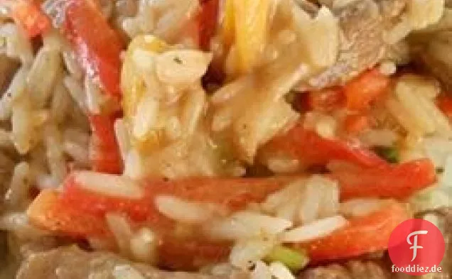 Pfeffer Reis und Konfetti Rindfleisch