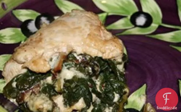 Hähnchenbrust Gefüllt mit Spinat, Blauschimmelkäse und Speck
