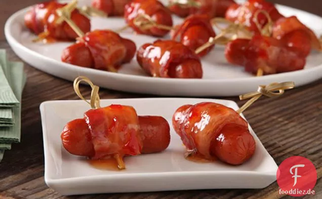 Sweet & Spicy Bacon Wrapped Smokies