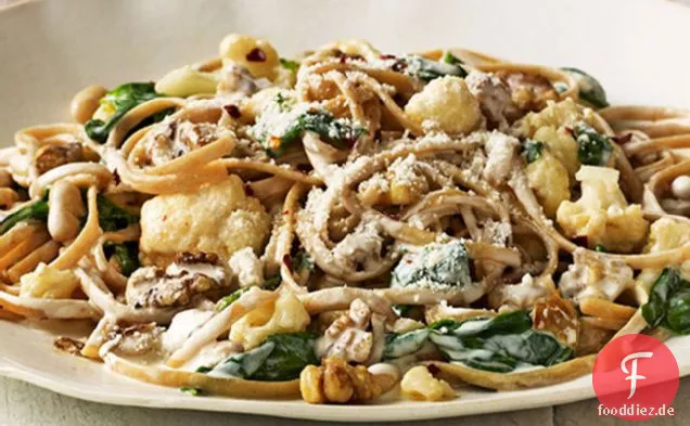 Cremige Linguine mit Gemüse