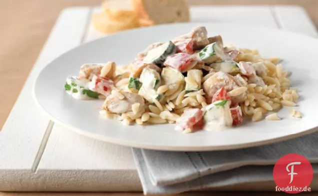 Cremige italienische Huhn & Orzo Pfanne