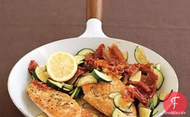 Huhn, Zucchini und Schinken