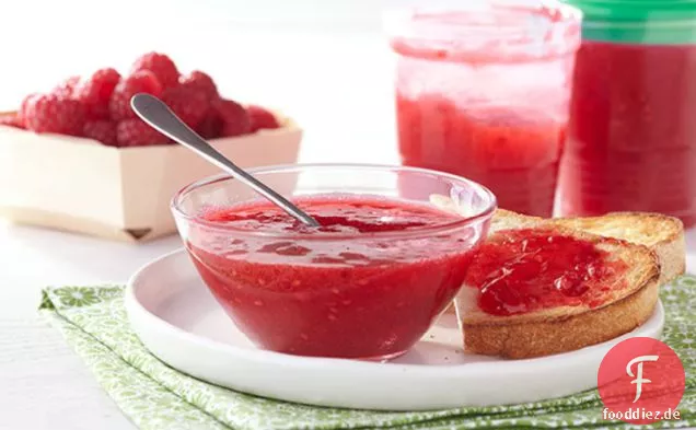 30 Minuten, um SICHER zu gehen.JELL Himbeere Gefrierschrank Marmelade