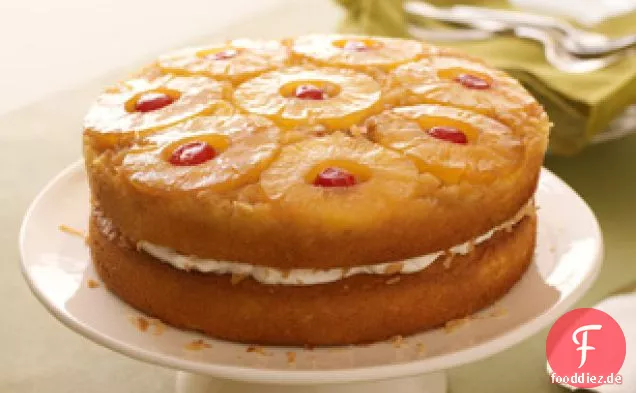 Ananas Kokosnuss Upside-Down Geschichteten Kuchen