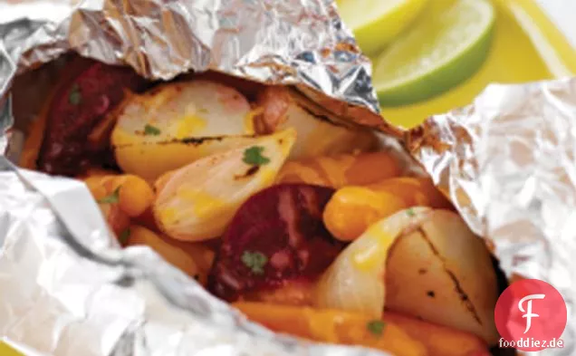 Gegrillte Käsige Gemüse-Hobo Packs