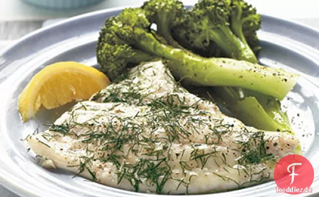 Gebackene Flunder mit Dill und Kaperncreme