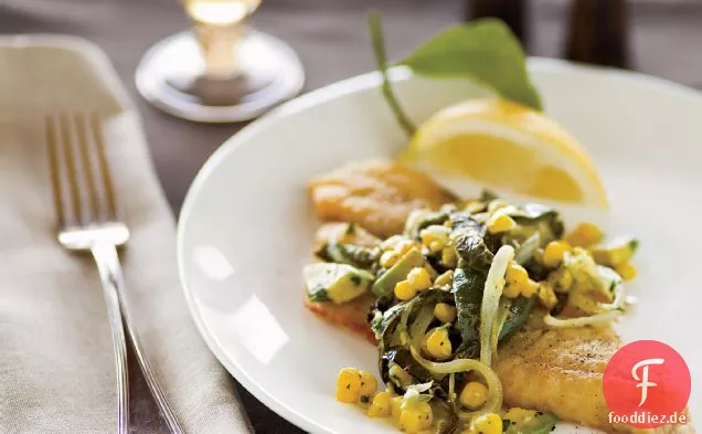 Gebratene Flunder mit Poblano-Mais-Relish