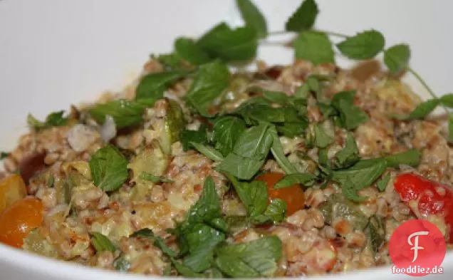 Gerösteter Farro mit Zucchini und Tahini