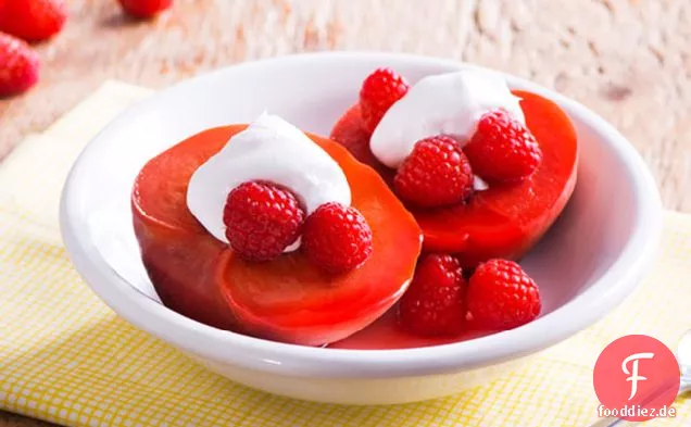 Erröten Pfirsich-Melba-Dessert