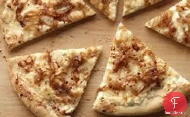Weiße und goldene Pizza