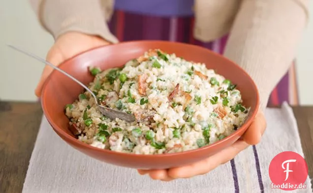 Speck und Erbsenrisotto