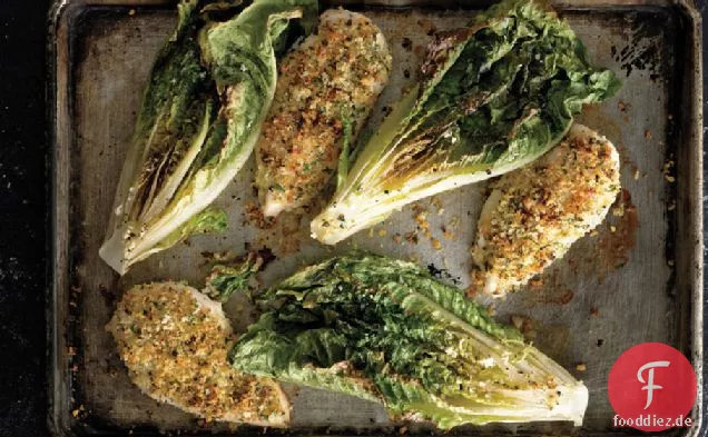 Parmesan Huhn Mit Caesar Gerösteten Romaine