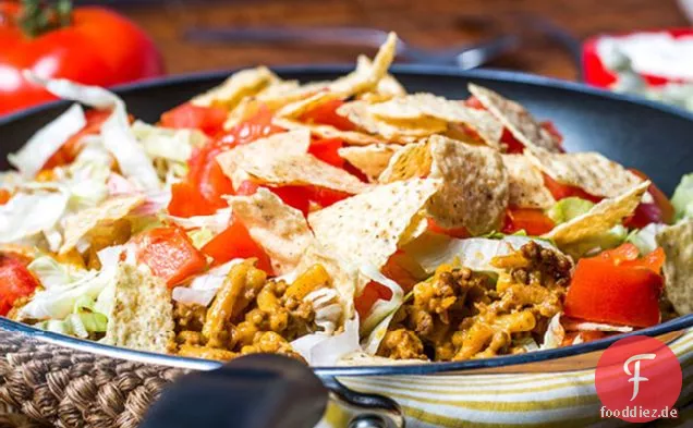 One-Pan Taco Rindfleisch und Nudel Pfanne