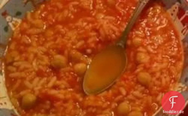 Tomaten-Garbanzo-Suppe mit Reis