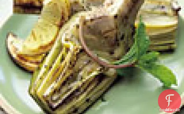 Gegrillte Artischocken mit Olivenöl, Zitrone und Minze