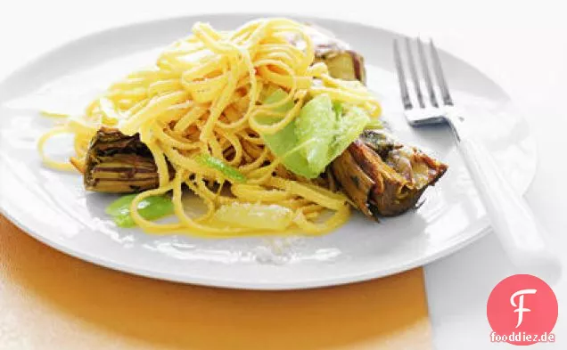 Linguine mit Artischocken und Lauch