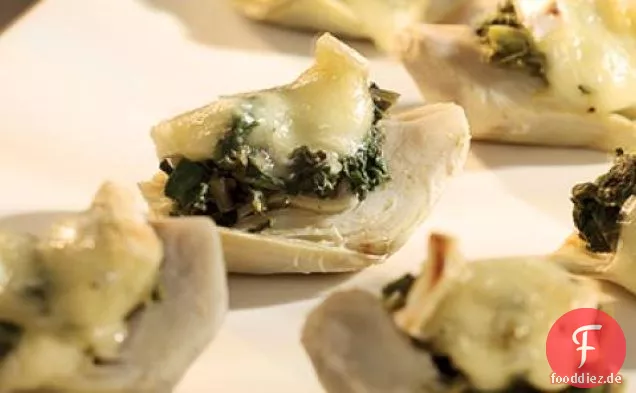 Spinat und Brie gekrönt Artischocke Herzen Rezept
