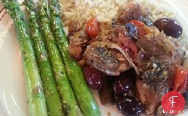 Hähnchenschenkel Frikassee mit Pilzen und Rosmarin