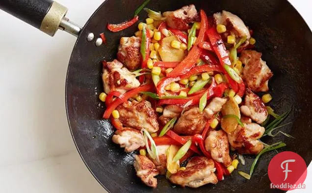 Huhn, Pfeffer und Mais Stir-Fry