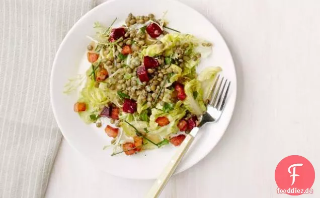 Linsensalat mit Rüben und Speck