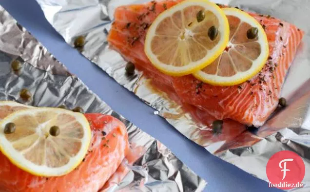 Lachs mit Zitrone, Kapern und Rosmarin
