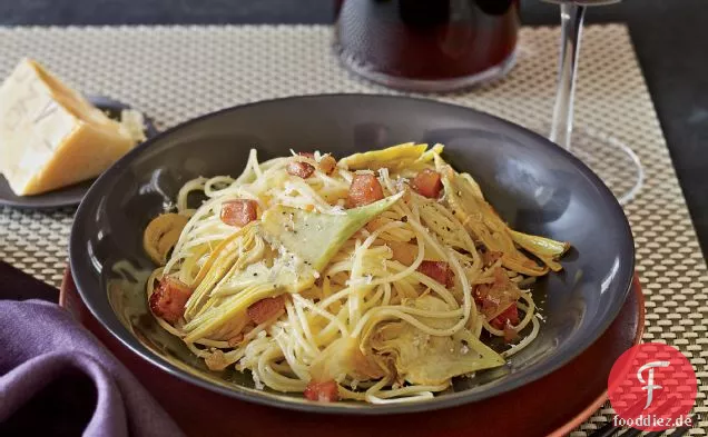 Spaghetti mit Artischocken und Pancetta