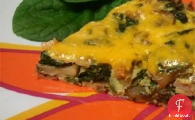 Knoblauchschinken, Pilze und Spinat Frittata